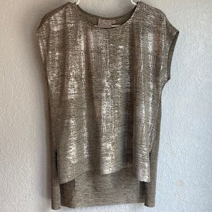 Dantelle Short Sleeve Hi Low Shimmer Side Slit Top Blouse Pullover Size S